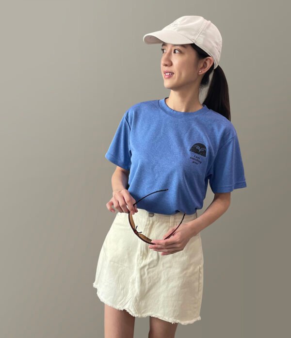 小圖鵂鶹麻花藍短袖舒適網眼布排汗衫