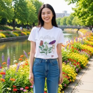 特價出清款-紫斑蝶婚禮前夕-純白精疏棉T